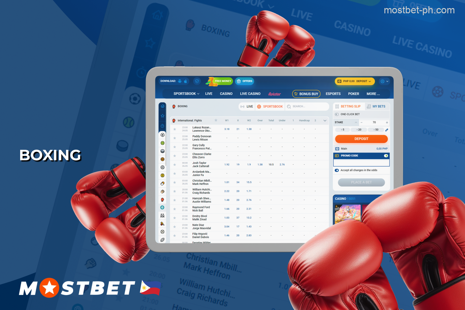 Boxing is popular among Mostbet users in the Philippines, thanks to the detailed info available before bouts