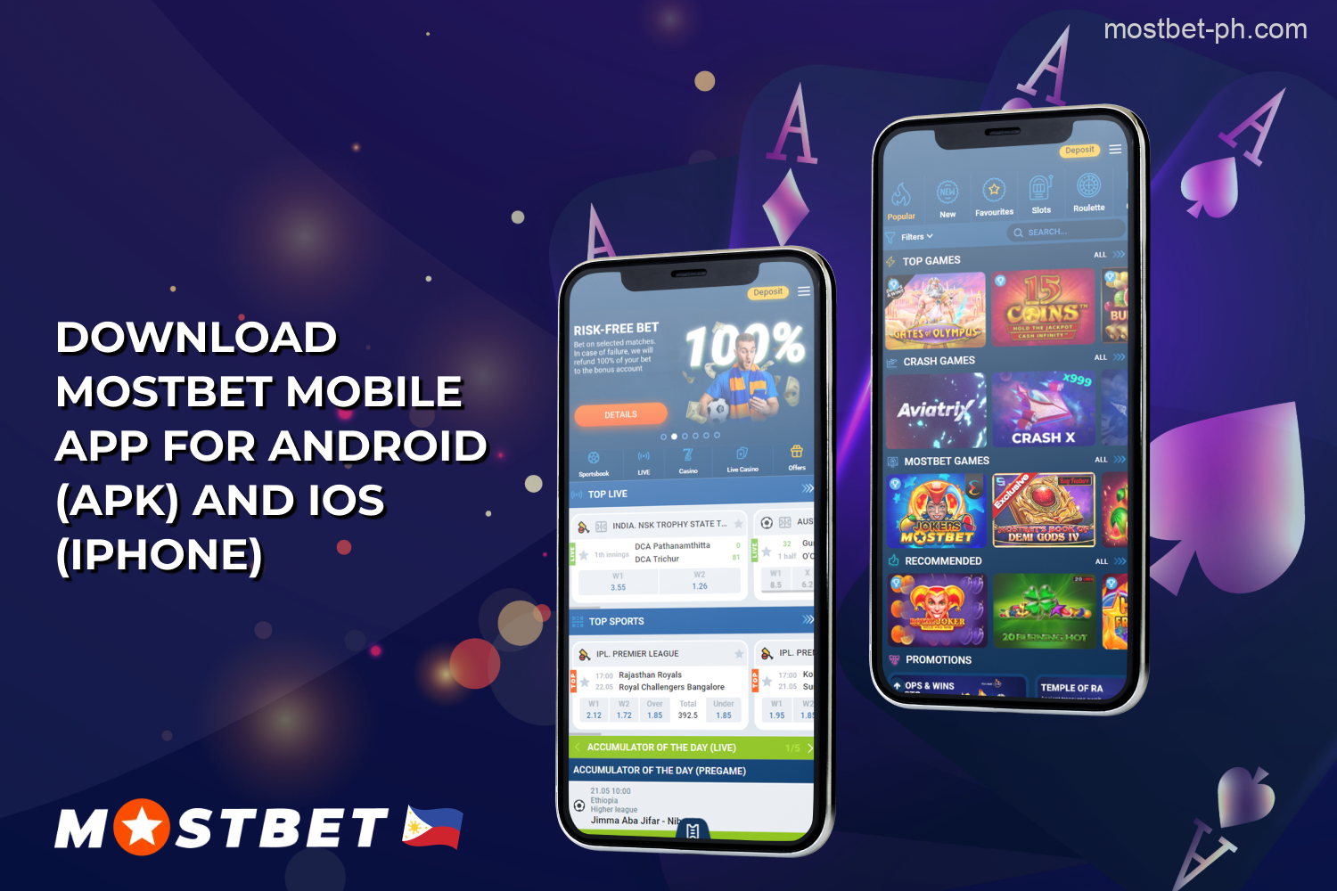 Mostbet has developed a special mobile app for players from the Philippines, with a variety of games, sports disciplines and hundreds of betting markets available