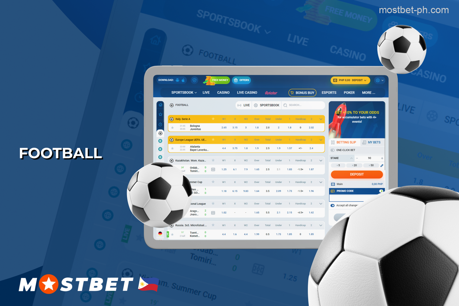 Mostbet offers bets on the most popular football events to users from the Philippines