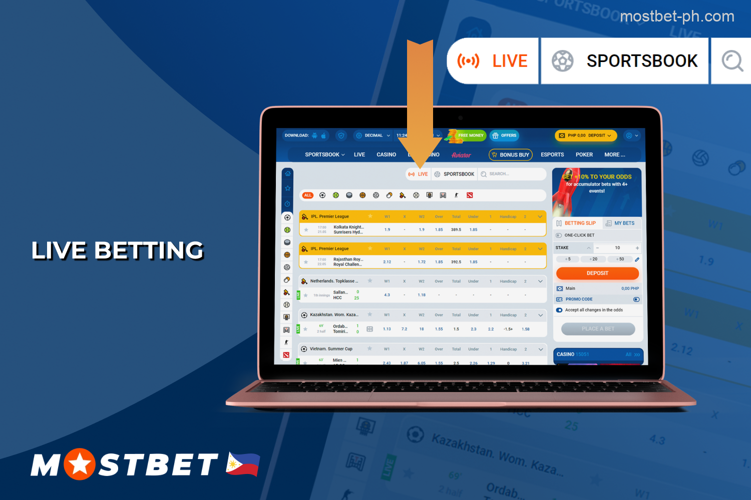 Live betting on Mostbet is an instant form of betting that allows users in the Philippines to change odds in real time