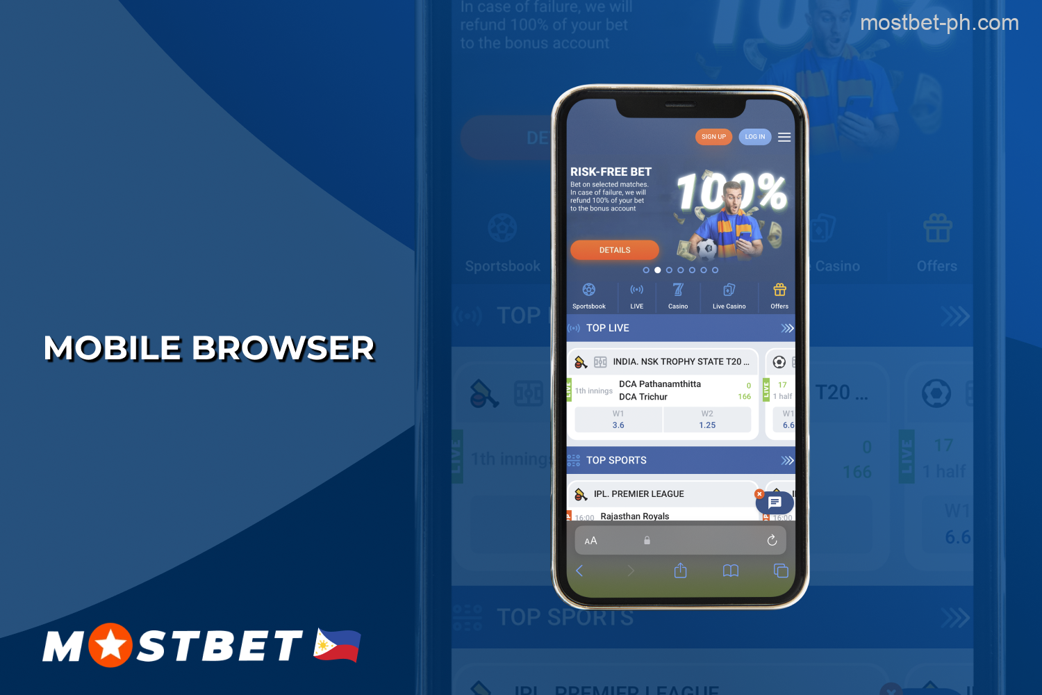 The mobile browser version includes the same range of games, betting options, and support features found in the Mobile app