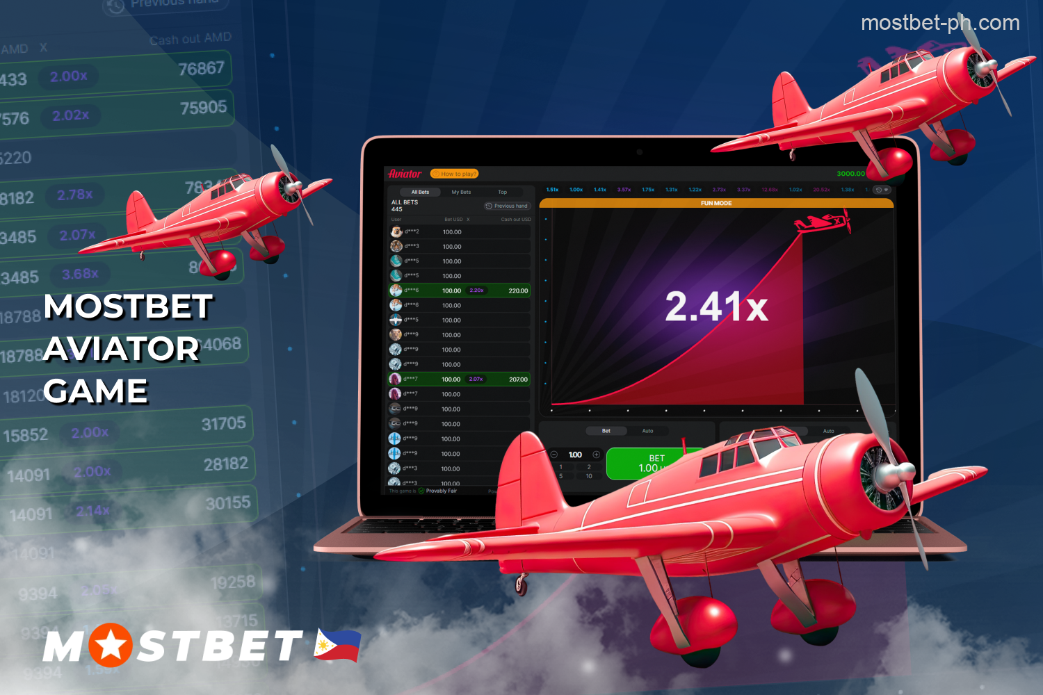 The popular crash game Aviator is available for all Mostbet users in the Philippines