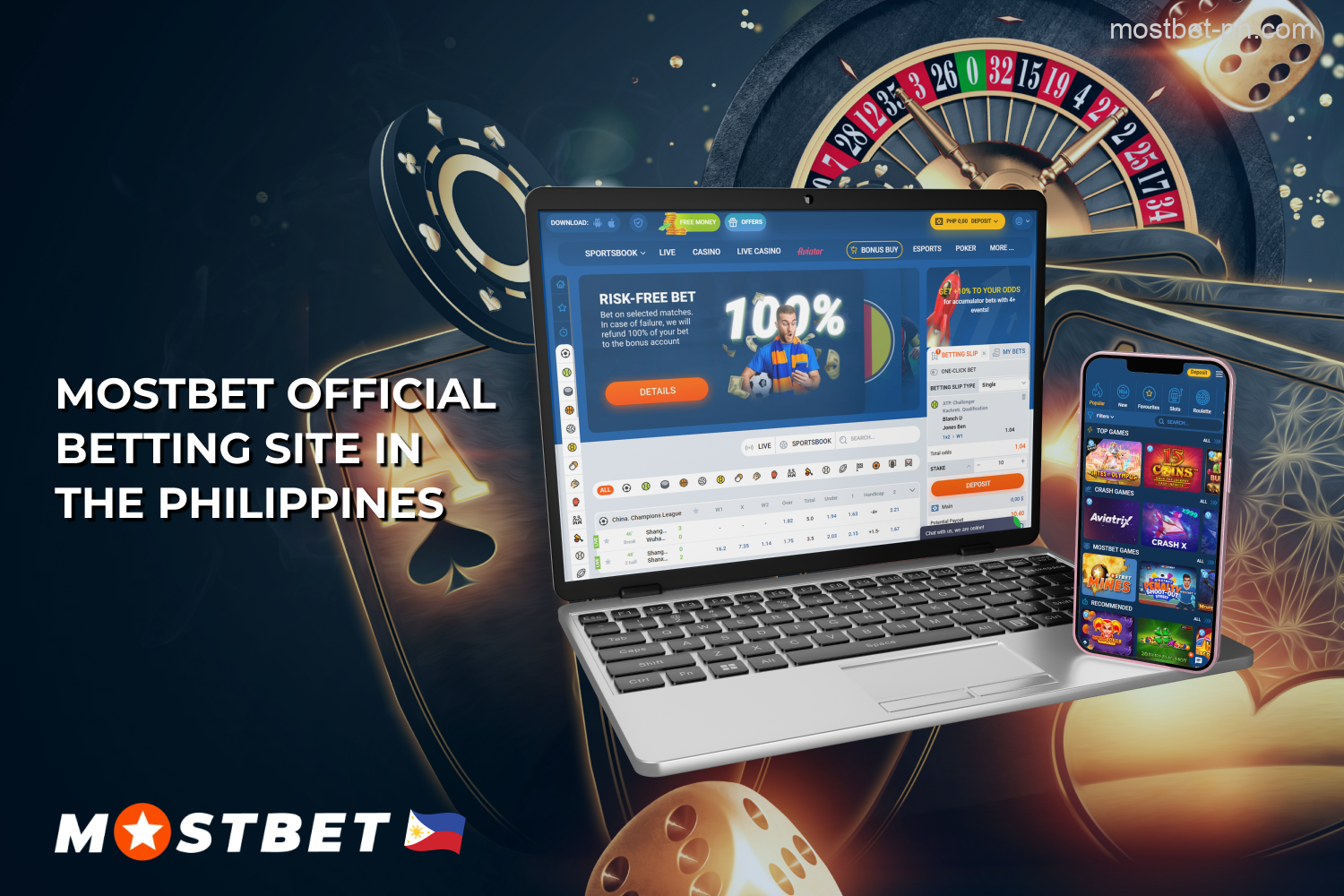 Mostbet is the official bookmaker in the Philippines, offering betting on dozens of sports and hundreds of daily events in prematch and live, a huge number of casino games and generous promotions