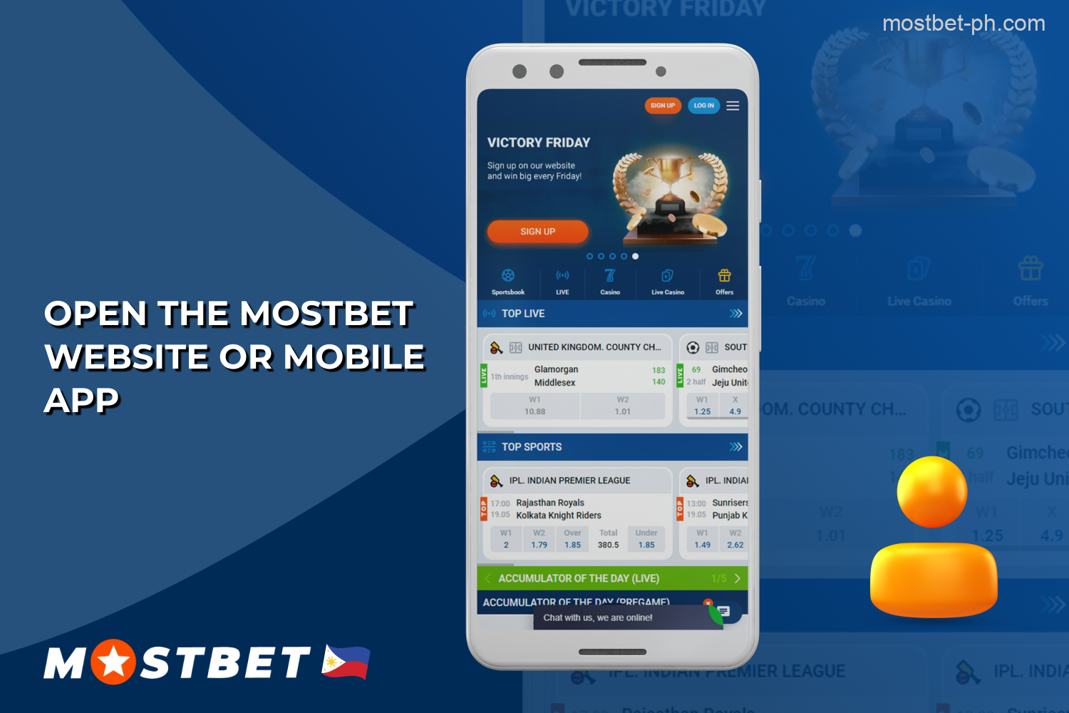 Players from the Philippines must open the Mostbet website or mobile app to log into their account