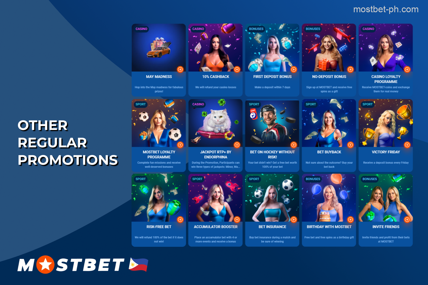 Mostbet offers regular promotions for its Philippines users - cash prizes, free spins, bonuses and accumulative bets