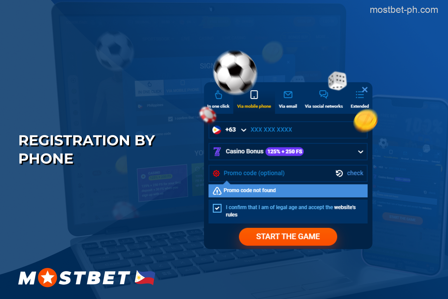 Players from the Philippines can create an account at Mostbet Casino through phone registration