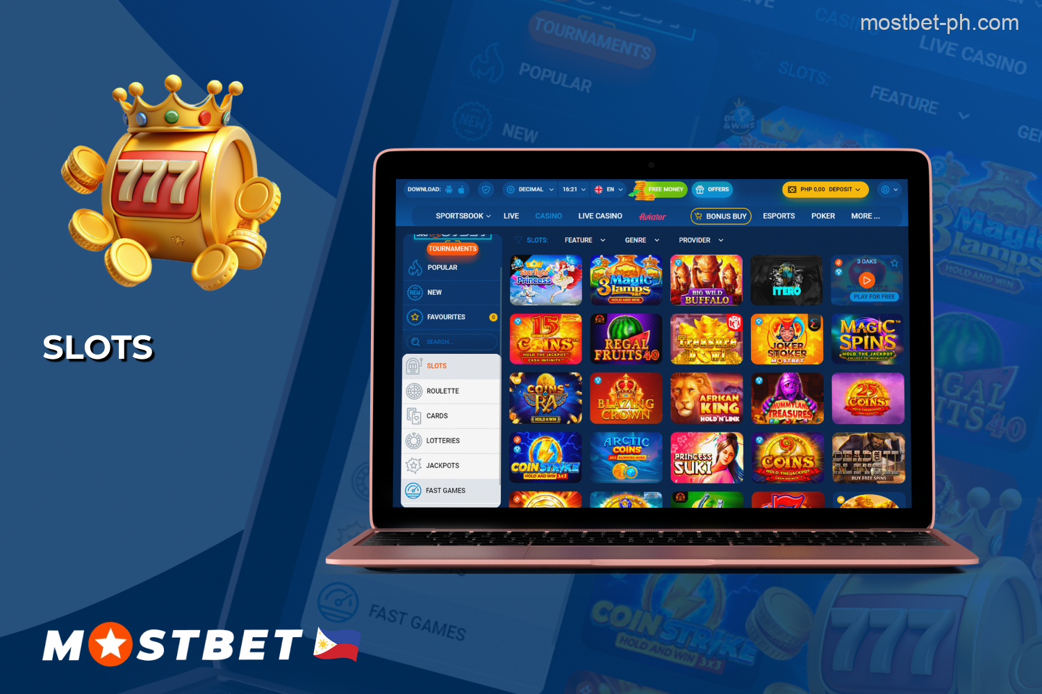 Slots at Mostbet Philippines vary between classic reels, video slots and even progressive jackpots and cover a wide range of themes